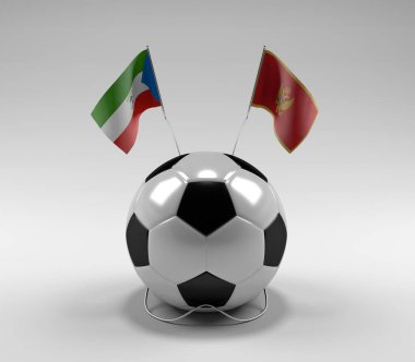 Ekvator-Gine - Karadağ Futbol Bayrakları, Beyaz Arkaplan - 3D Render