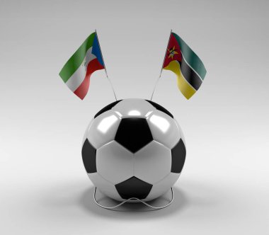Ekvator-Gine - Mozambik Futbol Bayrakları, Beyaz Arkaplan - 3D Render