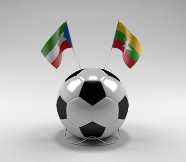 Ekvator-Gine - Myanmar Futbol Bayrakları, Beyaz Arkaplan - 3D Render