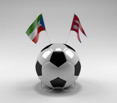 Ekvator-Gine - Nepal Futbol Bayrakları, Beyaz Arkaplan - 3D Render