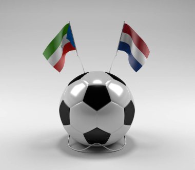 Ekvator-Gine - Hollanda Futbol Bayrakları, Beyaz Arkaplan - 3D Render