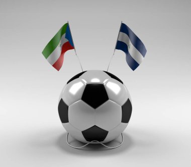 Ekvator-Gine - Nikaragua Futbol Bayrakları, Beyaz Arkaplan - 3D Render