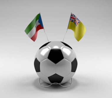 Ekvator-Gine - Niue Futbol Bayrakları, Beyaz Arkaplan - 3D Render