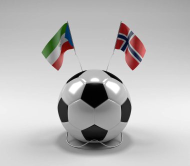 Ekvator-Gine - Norveç Futbol Bayrakları, Beyaz Arkaplan - 3D Render