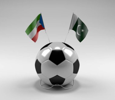 Ekvator-Gine - Pakistan Futbol Bayrakları, Beyaz Arkaplan - 3D Render
