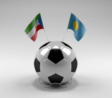 Ekvator-Gine - Palau Futbol Bayrakları, Beyaz Arkaplan - 3D Render