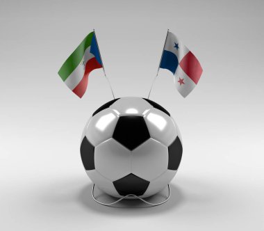 Ekvator-Gine - Panama Futbol Bayrakları, Beyaz Arkaplan - 3D Render