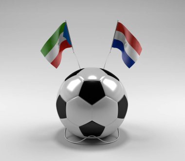 Ekvator-Gine - Paraguay Futbol Bayrakları, Beyaz Arkaplan - 3D Render