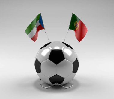 Ekvator-Gine - Portekiz Futbol Bayrakları, Beyaz Arkaplan - 3D Render