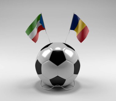 Ekvator-Gine - Romanya Futbol Bayrakları, Beyaz Arkaplan - 3D Render