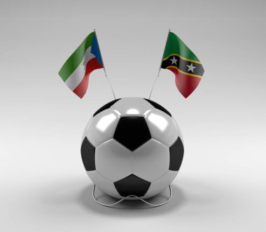 Ekvator-Gine - Saint-Kitts-and-Nevis Futbol Bayrakları, Beyaz Arkaplan - 3D Render