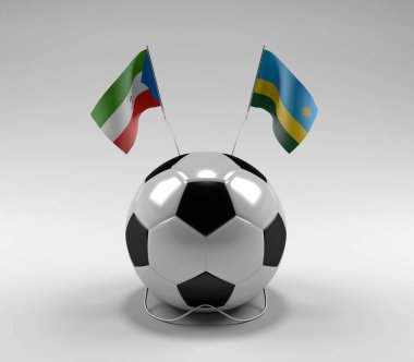 Ekvator-Gine - Ruanda Futbol Bayrakları, Beyaz Arkaplan - 3D Render