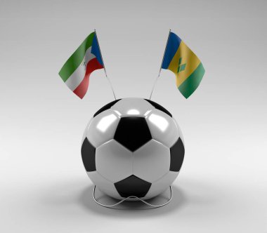 Ekvator-Gine - Saint-Vincent-and-the-Grenadines Futbol Bayrakları, Beyaz Arkaplan - 3D