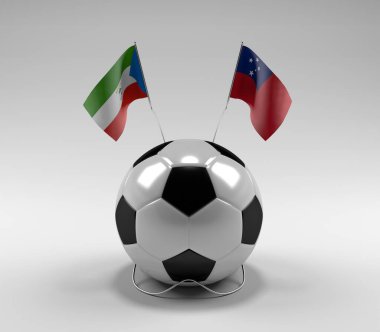Ekvator-Gine - Samoa Futbol Bayrakları, Beyaz Arkaplan - 3D Render