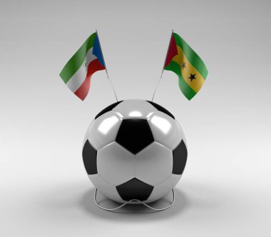 Ekvator-Gine - Sao-Tome-and-Principe Futbol Bayrakları, Beyaz Arkaplan - 3D Render