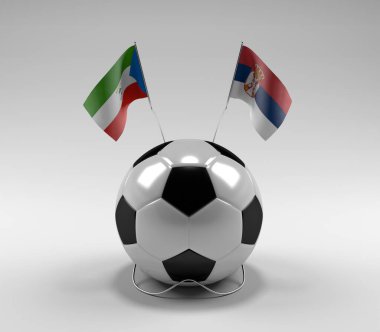 Ekvator-Gine - Sırbistan Futbol Bayrakları, Beyaz Arkaplan - 3D Render