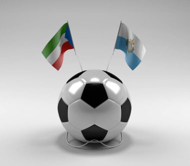 Ekvator-Gine - San-Marino Futbol Bayrakları, Beyaz Arkaplan - 3D Render