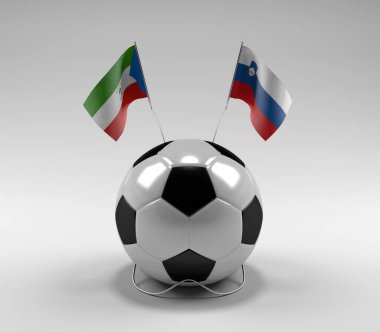Ekvator-Gine - Slovenya Futbol Bayrakları, Beyaz Arkaplan - 3D Render