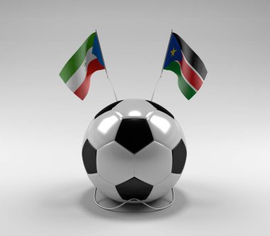Ekvator-Gine - Güney Sudan Futbol Bayrakları, Beyaz Arkaplan - 3D Render