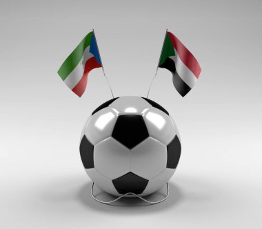 Ekvator-Gine - Sudan Futbol Bayrakları, Beyaz Arkaplan - 3D Render