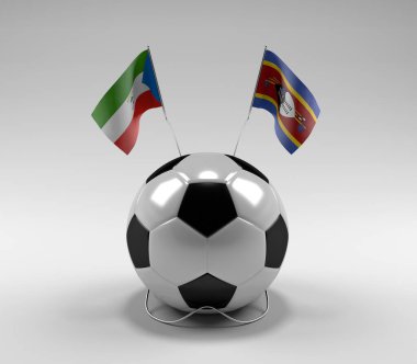 Ekvator-Gine - Svaziland Futbol Bayrakları, Beyaz Arkaplan - 3D Render