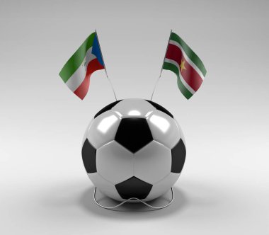 Ekvator-Gine - Surinam Futbol Bayrakları, Beyaz Arkaplan - 3D Render