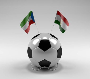 Ekvator-Gine - Tacikistan Futbol Bayrakları, Beyaz Arkaplan - 3D Render