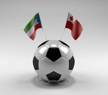 Ekvator-Gine - Tonga Futbol Bayrakları, Beyaz Arkaplan - 3D Render