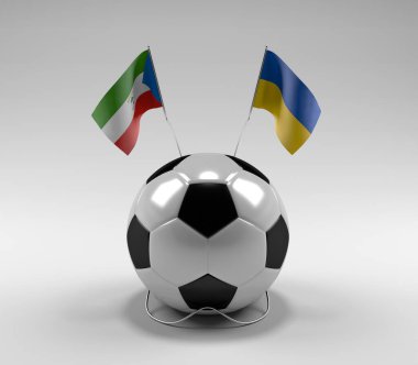 Ekvator-Gine - Ukrayna Futbol Bayrakları, Beyaz Arkaplan - 3D Render