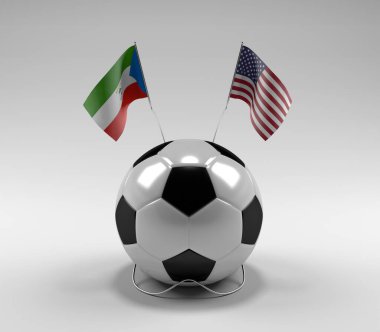 Ekvator-Gine - Amerika Birleşik Devletleri Futbol Bayrakları, Beyaz Arkaplan - 3D Render