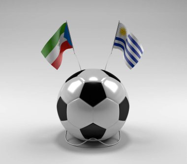 Ekvator-Gine - Uruguay Futbol Bayrakları, Beyaz Arkaplan - 3D Render