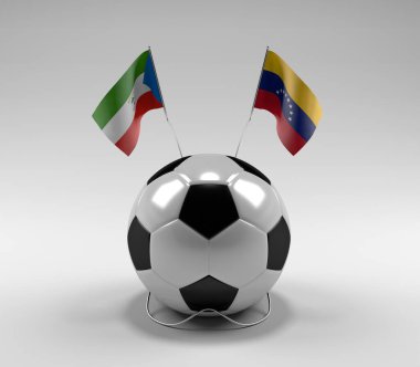 Ekvator-Gine - Venezuela Futbol Bayrakları, Beyaz Arkaplan - 3D Render