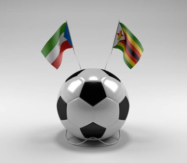 Ekvator-Gine - Zimbabwe Futbol Bayrakları, Beyaz Arkaplan - 3D Render
