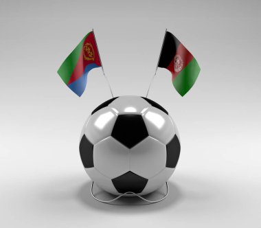 Eritre - Afganistan Futbol Bayrakları, Beyaz Arkaplan - 3D Render