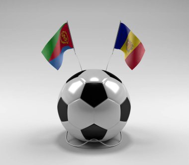 Eritre - Andorra Futbol Bayrakları, Beyaz Arkaplan - 3D Render