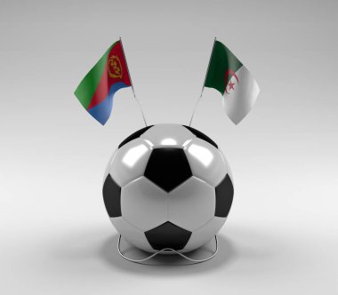 Eritre - Cezayir Futbol Bayrakları, Beyaz Arkaplan - 3D Render