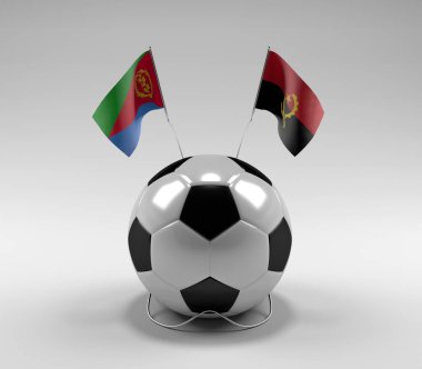 Eritre - Angola Futbol Bayrakları, Beyaz Arkaplan - 3D Render