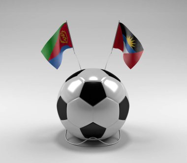 Eritre - Antigua ve Barbuda Futbol Bayrakları, Beyaz Arkaplan - 3D Render