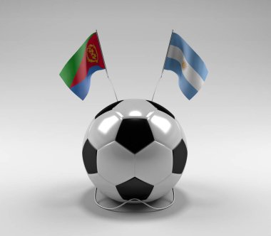 Eritre - Arjantin Futbol Bayrakları, Beyaz Arkaplan - 3D Render