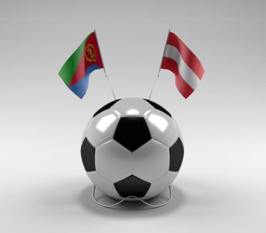 Eritre - Avusturya Futbol Bayrakları, Beyaz Arkaplan - 3D Render