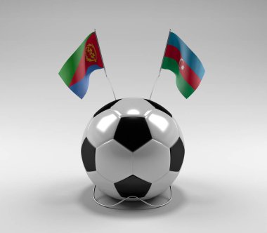 Eritre - Azerbaycan Futbol Bayrakları, Beyaz Arkaplan - 3D Render