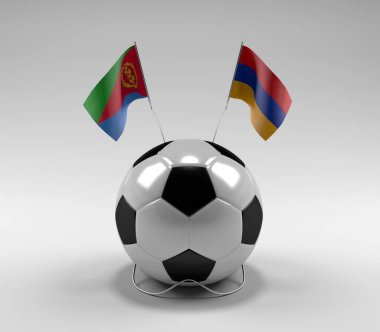 Eritre - Ermenistan Futbol Bayrakları, Beyaz Arkaplan - 3D Render