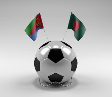 Eritre - Bangladeş Futbol Bayrakları, Beyaz Arkaplan - 3D Render