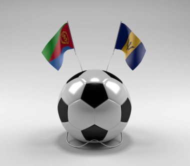 Eritre - Barbados Futbol Bayrakları, Beyaz Arkaplan - 3D Render