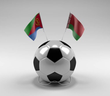 Eritre - Beyaz Futbol Bayrakları, Beyaz Arkaplan - 3D Render