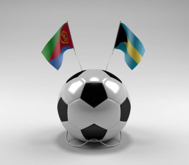 Eritre - Bahamalar Futbol Bayrakları, Beyaz Arkaplan - 3D Render