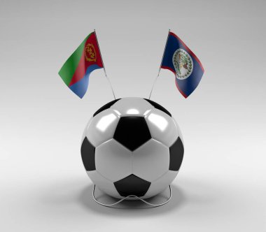 Eritre - Belize Futbol Bayrakları, Beyaz Arkaplan - 3D Render