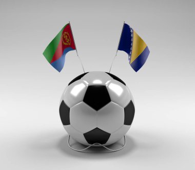 Eritre - Bosna-Hersek Futbol Bayrakları, Beyaz Arkaplan - 3D Render