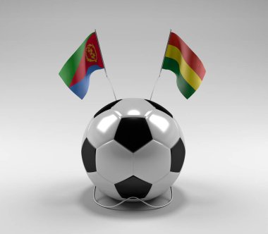 Eritre - Bolivya Futbol Bayrakları, Beyaz Arkaplan - 3D Render