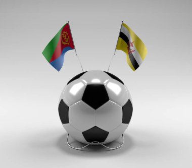 Eritre - Brunei Futbol Bayrakları, Beyaz Arkaplan - 3D Render